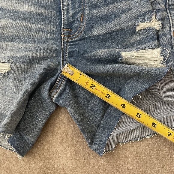 American Eagle Shorts Womens 2 Hi Rise Shortie Distressed Jean Cut Off Denim NEW - Picture 7 of 9